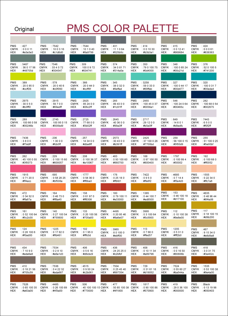 PMS Color Palette